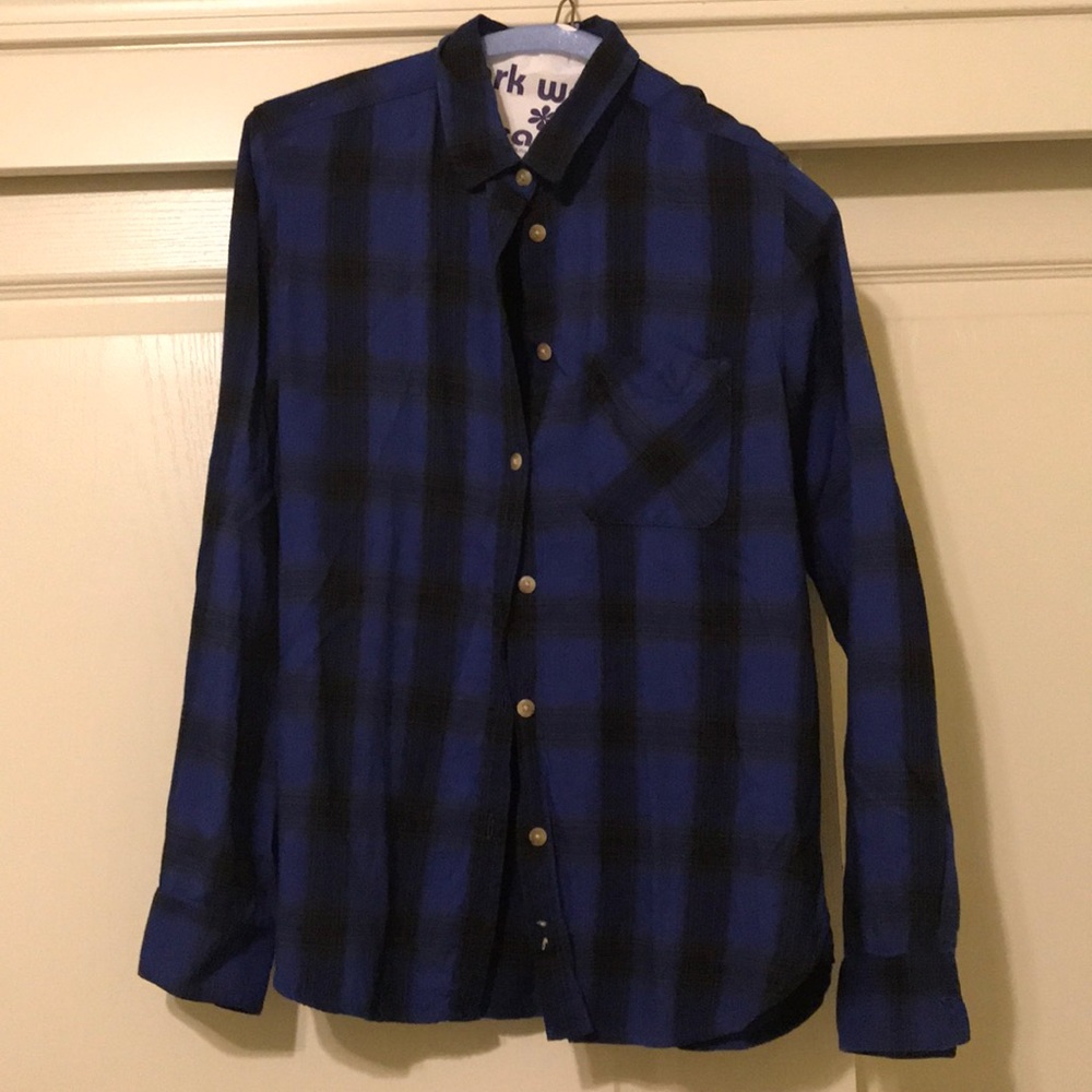 American Eagle blue and black flannel